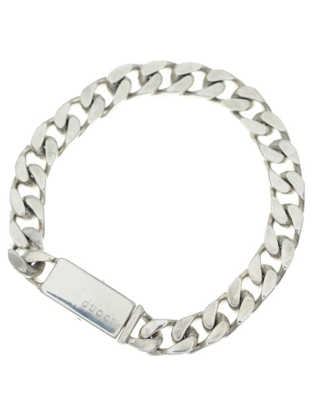 Gucci Chain Logo Plate Bracelet Silver